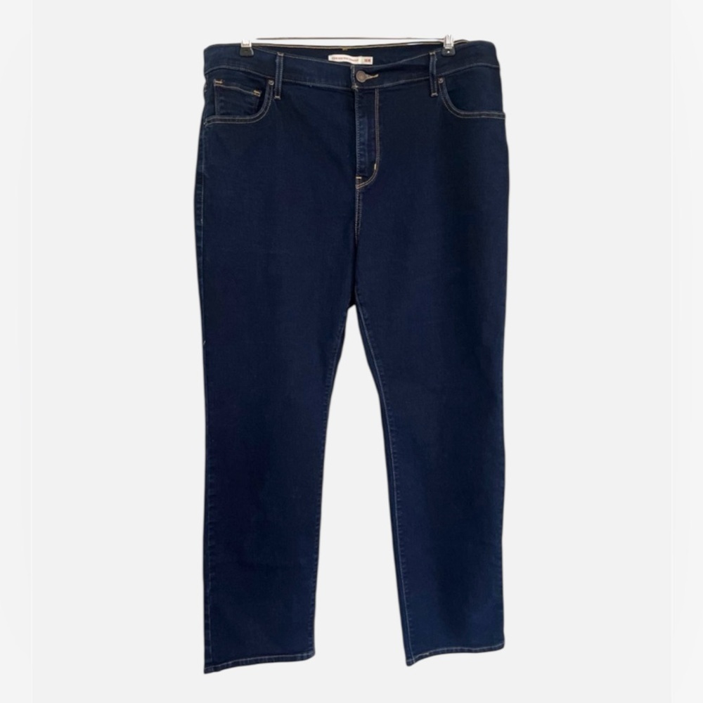 Levi's women's High Rise Straight Denim Jeans STRECH dark blue size 16W